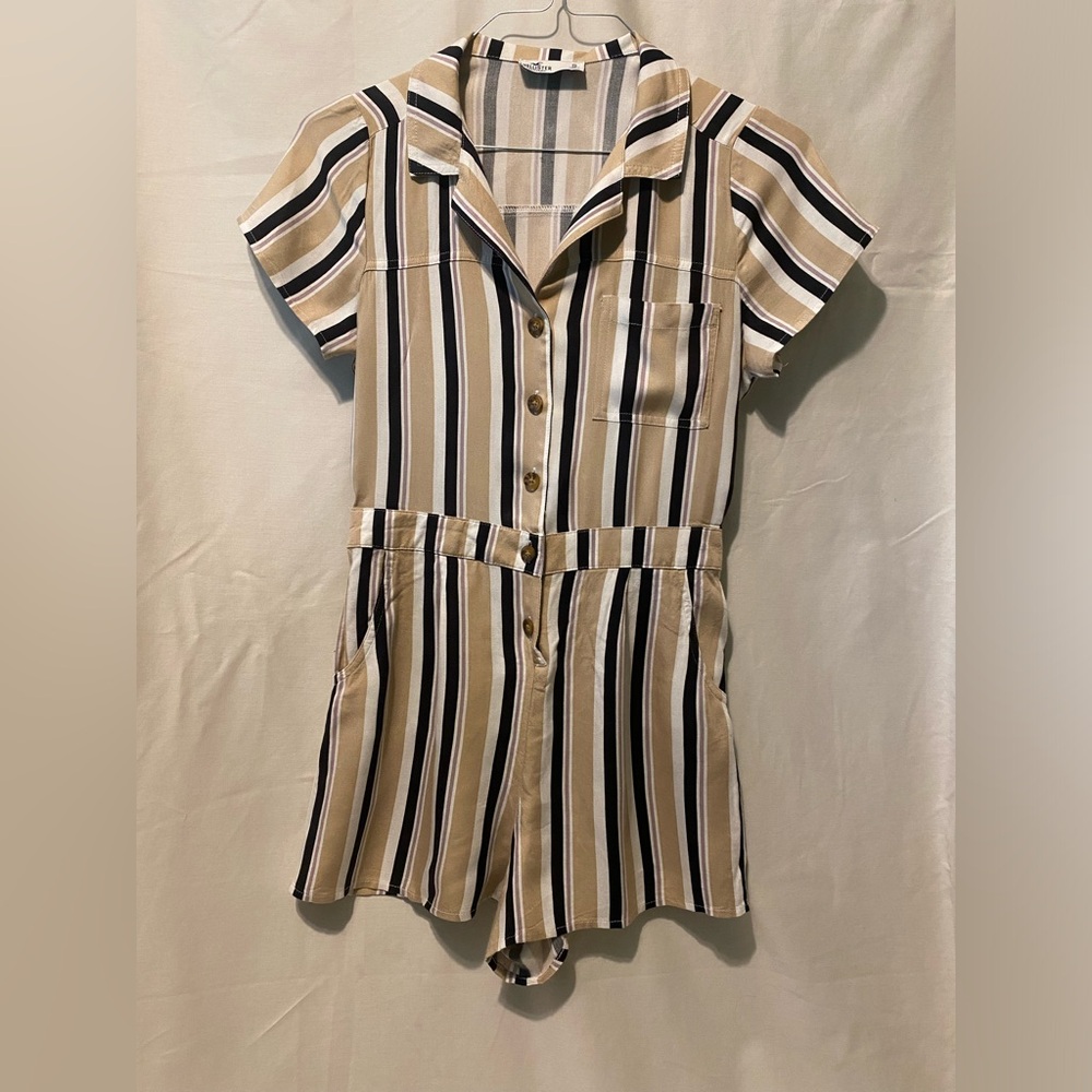 Hollister Striped Romper, Size Small, Button Closure.